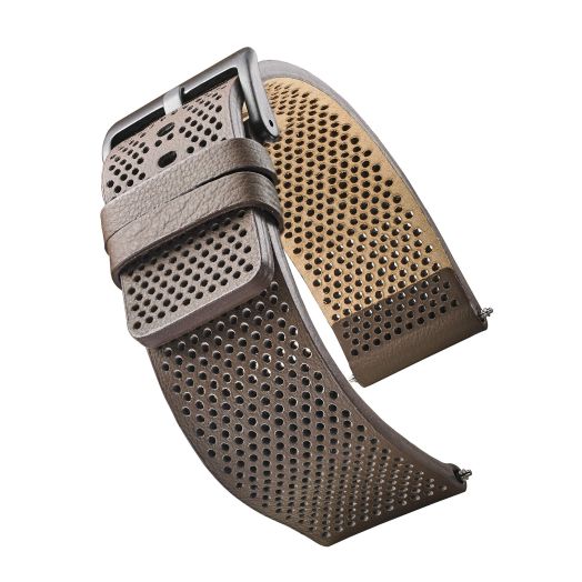 STUNNING SELECTION Alpine Genuine Leather Watch Band - Soft and Smooth Perforated Leather Watch Strap - Brown - 20 mm