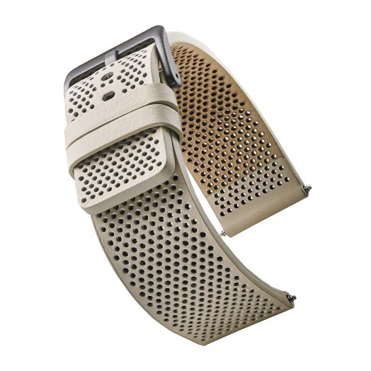 STUNNING SELECTION Alpine Genuine Leather Watch Band - Soft and Smooth Perforated Leather Watch Strap - Beige - 20 mm