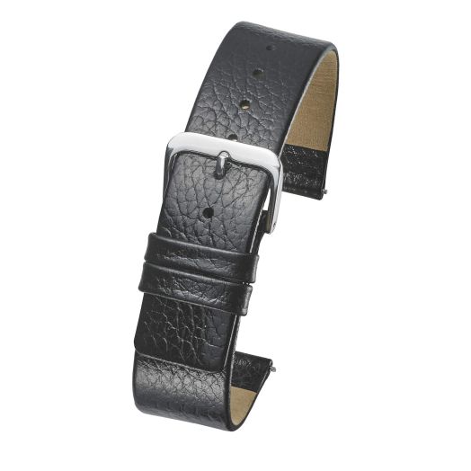 STUNNING SELECTION ALPINE Genuine leather watch band - Smooth flat leather watch strap 12mm, 14mm, 16mm, 18mm - black, tan, burgundy, pink, blue, green, purple, yellow (20MM, BLACK)