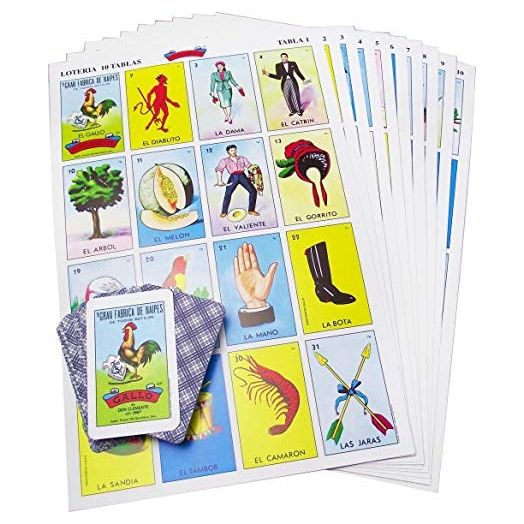 Original Jumbo Loteria Game Set in Spanish, Mexican Loteria for 10 Players