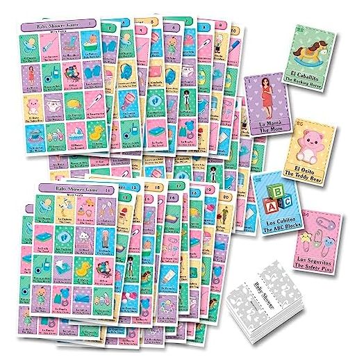 Baby Shower Bingo Tablas Game, Bilingual English Spanish, for up to 40 Players