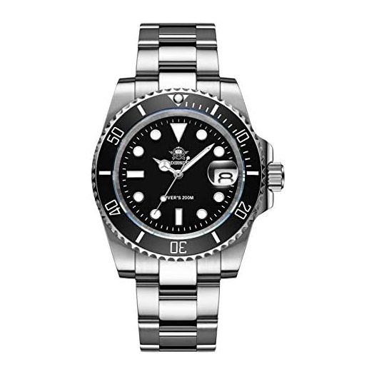 ADDIESDIVE Quartz Dive Watch for Men Diver 200M Steel Strap Luminous Multicolors Dial Black Blue Green