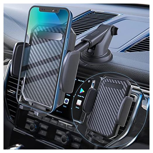 FBB Phone Mount for Car, [ Off-Road Level Suction Cup Protection ] 3in1 Long Arm Suction Cup Holder Universal Cell Phone Holder Mount Dashboard Windshield Vent Compatible with All Smartphones