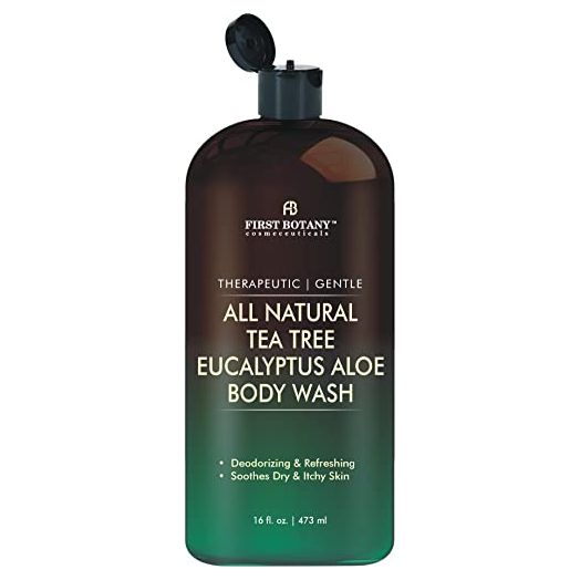 ALL Natural Tea Tree Body Wash - Fights Body Odor, Athlete’s Foot, Jock Itch, Nail Issues, Dandruff, Acne, Eczema, Shower Gel for Women & Men, Eucalyptus Aloe Skin Cleanser -16 fl oz