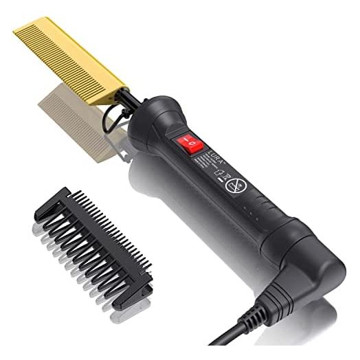 Electric Straightening Comb for Black Hair:450? Electric Pressing Comb for African American Hair,Plug in Hot Comb Electric for Wigs,Heat Comb,Iron Comb,Electric Comb Hair Comb Straightener for Women