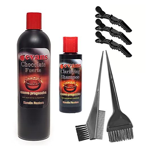 evans VALUE PACK Brazilian Keratin Hair Smoothing Treatment Blowout Straightening System – Strong 16 fl oz