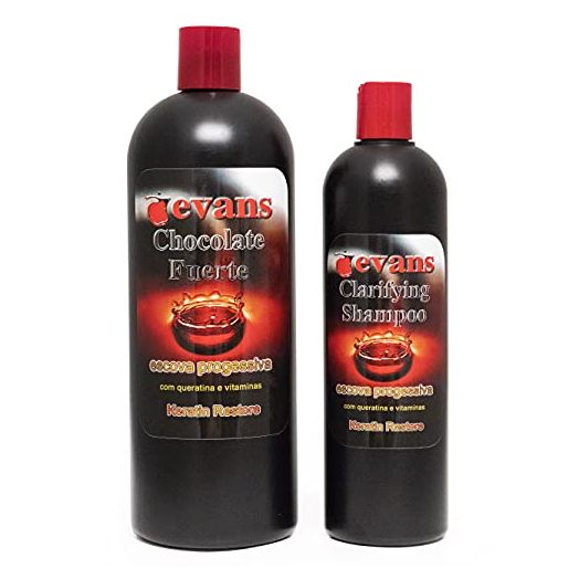 YSSER evans COMBO PACK Brazilian Keratin Hair Smoothing Treatment Blowout Straightening System - Strong 32 fl oz + Clarifying Shampoo 16 fl oz. 2 Piece Set