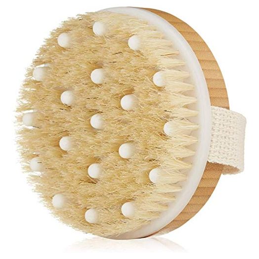 Body Brush for Wet or Dry Brushing - Gentle Exfoliates Dead Skin-Lymphatic Drainage - Cellulite Treatment Dry Skin,Spa Massage Scrub Brush with Soft Boar Bristles