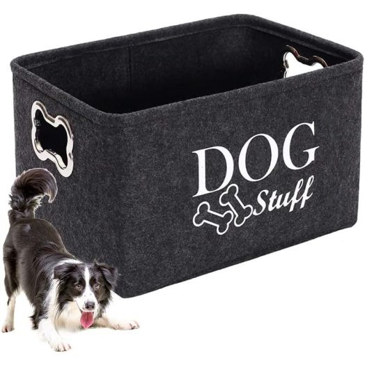 Dog Toy Bin Box Basket Storage,Pet Toy Basket Bin Box For Dog Toys,Dog Toy Baskets With Metal Handles - Collapsible Felt Pet Bin Basket For Dogs