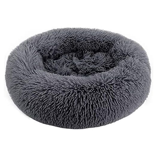 ZEJEUER Cat Bed, Small Dog Bed, Round Donut Washable Plush Fluffy Faux Fur Soft Cushion Beds for Indoor Pets