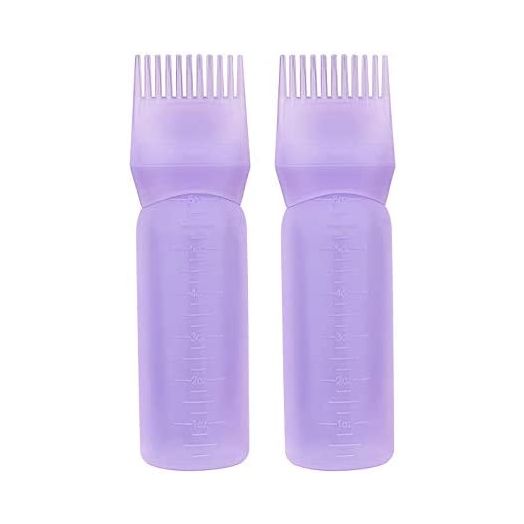 Yebeauty Root Comb Applicator Bottle, 2 Pack 6 Ounce Applicator Bottle for Hair Dye Bottle Applicator Brush with Graduated Scale- Purple