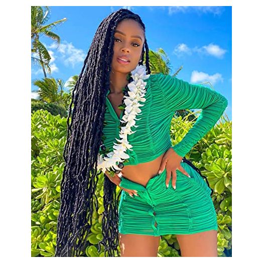 7 Packs 36 inch Soft Locs New Faux Locs Unjoined Whole Strands Super Long Crochet Hair Pre Looped Goddess Locs for Black Women (36 Inch (Pack of 7), 1B)