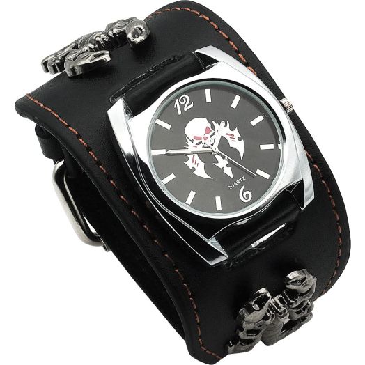 Punk Scorpion Skull Watch for Men Women Black Wide Leather Cuff Band Watch Cool Style Wrist Watches,Rock Locomotive Watch