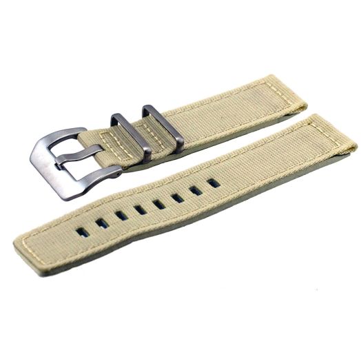 Italian Design Two Piece Nylon Canvas 20mm Military Beige Replacement Watch Band