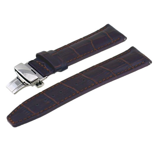 REV Men's Genuine Brown Leather Strap Watch Replacement Band with Butterfly Deployment Clasp #ITAL181T-324 24mm