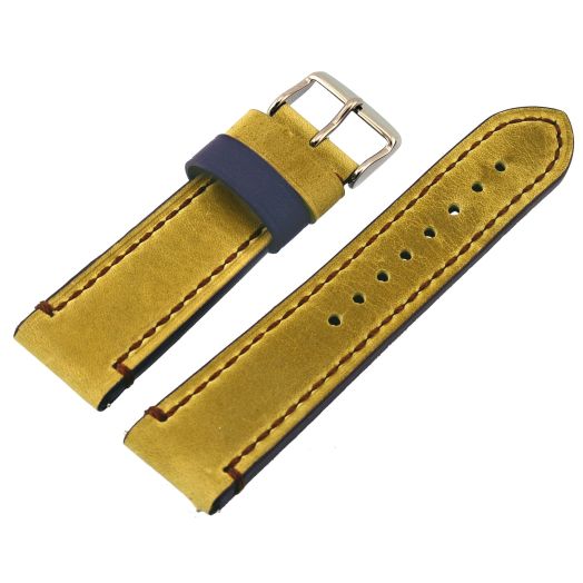 REV Genuine Crazy Horse Dual Color Leather Strap Watch Replacement Band - Leaf Green/Purple 18mm, 20mm, 22mm or 24mm (18mm)