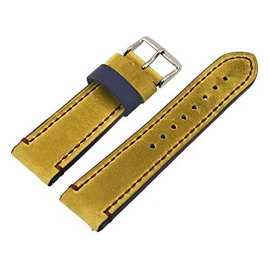 Rev Genuine Crazy Horse Dual Color Leather Watch Replacement Band - Leaf Green/Purple 18mm, 20mm, 22mm or 24mm