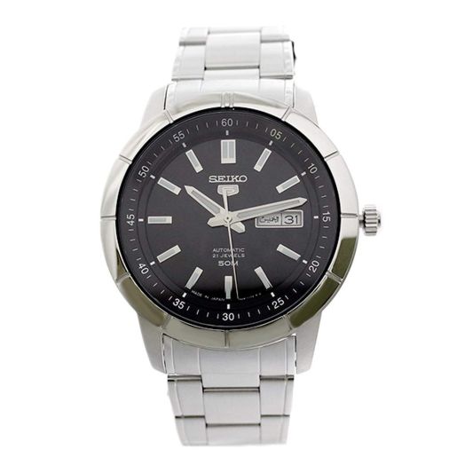 Seiko 5 SNKN55J1 Men's Japan Stainless Steel Black Dial Day Date Automatic Watch