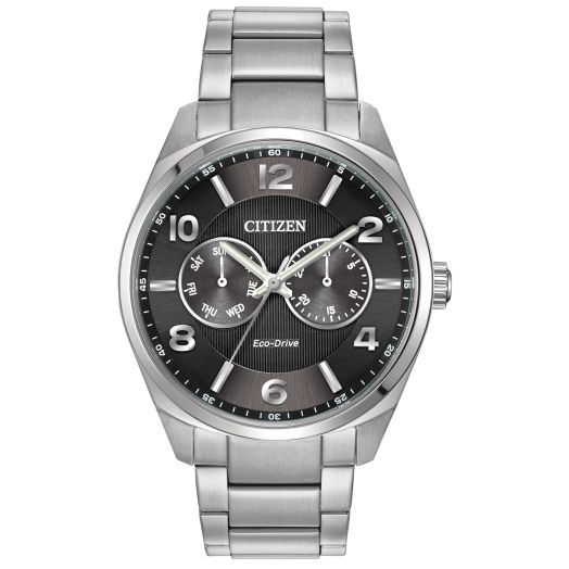 Citizen Men's Eco-Drive Corso Classic Watch in Stainless Steel, Black Dial (Model: AO9020-84E)