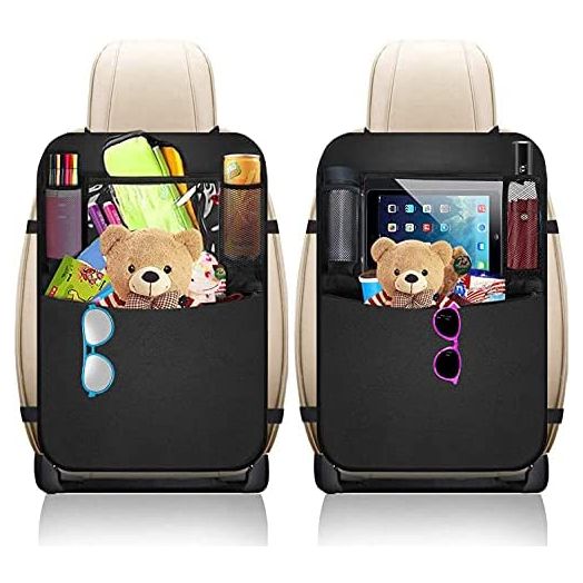 BLYPHOO Premium Backseat Organizer for Kids 2 Pack, Heavy Duty Waterproof and Stain Resistant Kick Mats Back Seat Protector, Durable Backseat Car Organizer with Tablet Holder+Storage Pockets