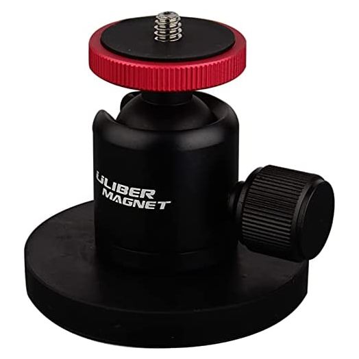 ULIBERMAGNET 60lb Magnetic Camera Mounting Base with Mini Ball Head, Super Strong Rubber Coating Neodymium Magnet with 1/4’’-20 Male Thread Stud for Mobile Camera, Security Camera.