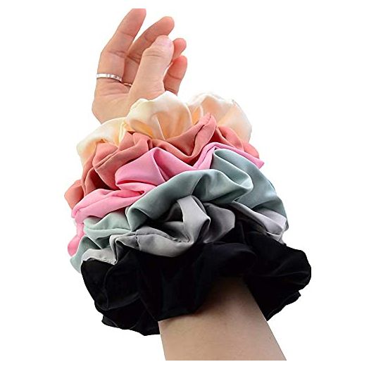 Simnice Oversized Blush Theme Large Hair Scrunchies Satin Elastics Scrunchy Bobbles Soft Hair Bands Hair Ties Hair Accessories Scrunchies for Girls Women,6 Colors