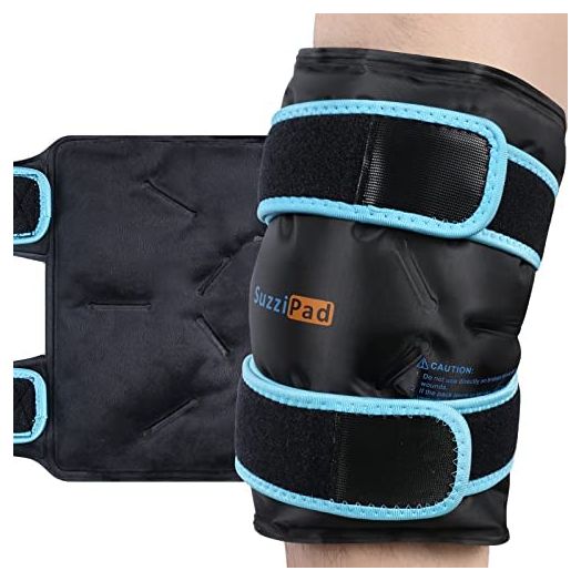 SuzziPad Knee Ice Pack for Injuries Reusable Gel Cold Pack with Cold Compress, Flexible Ice Pack Wrap for Knee Pain Relief, Arthritis, Tendonitis, Meniscus Tear, ACL, Swelling, Knee Surgery