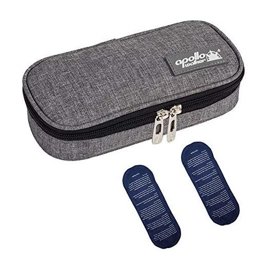 Apollo Walker Insulin Cooler Travel Case Diabetic Medication Cooler with 2 Ice Packs and Insulation Liner(Gray)