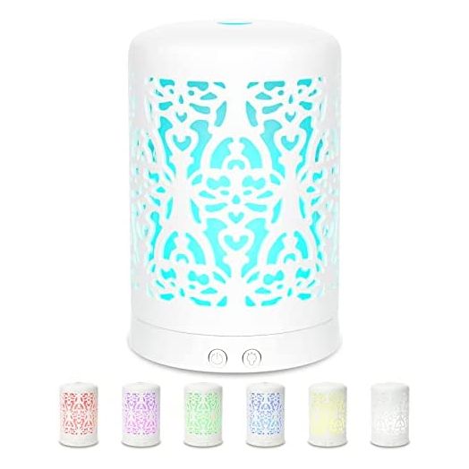 Essential Oil Diffusers Aromatherapy Humidifier: White Ceramic Aroma Infuser for Home Bedroom Office -Air Mist Vaporizer for Room -Small Ultrasonic Scent Fragrance Machine