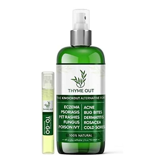 Thyme Out Natural Skin Treatment for Eczema Relief, Psoriasis, Acne, Dermatitis, Rosacea, Cold Sores, Pet Rashes, Bug Bites, Fungus, Poison Ivy, Anti Itch Spray for Kids, Adults & Baby