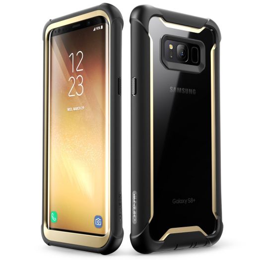 i-Blason Ares Full-Body Rugged Clear Bumper Case with Built-in Screen Protector for Samsung Galaxy S8+ Plus 2017 Release, Black/Gold