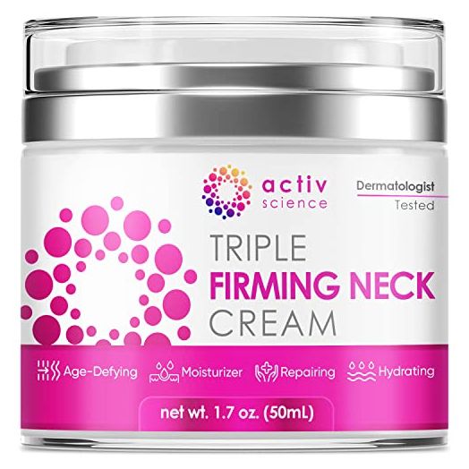 ActivScience Neck Firming Cream - Natural Anti-Aging Facial Moisturizer with Retinol Collagen & Hyaluronic Acid - Double Chin Reducer - Day & Night Anti-Wrinkle Cream - Firming, Hydrating Face Cream - 1.7Oz | ACTIVSCIENCE