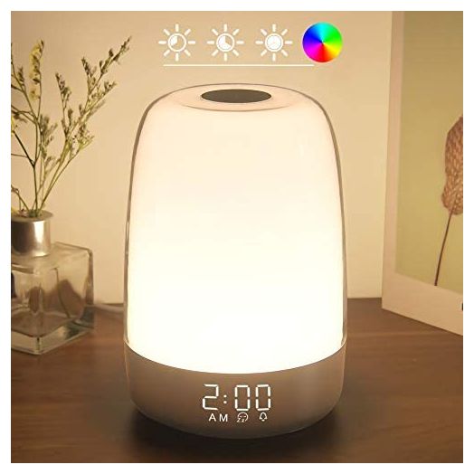 Touch Wake Up Night Light with Sunrise Simulation Alarm Clock, winshine 3 Ways Dimmable Warm White Bedside Lamp for Kid Bedrooms RGB Ambient Table Nightstand Light,Sleep Aid Snooze Timer Mode
