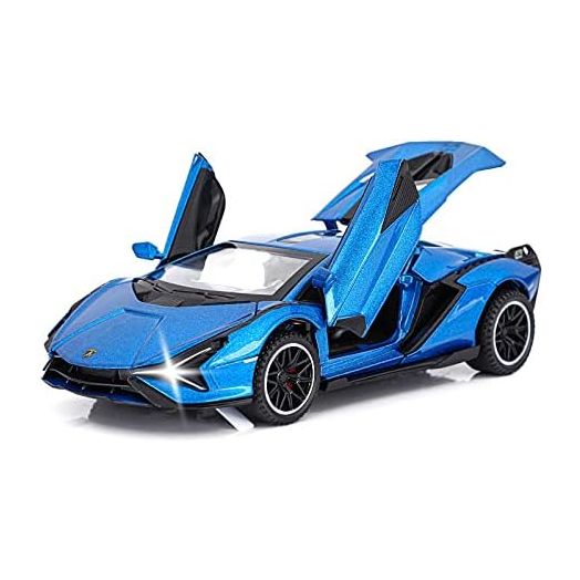 SASBSC Toy Cars Lambo Sian FKP3 Metal Model Car with Light and Sound Pull Back Toy Car for Boys Age 3 + Year Old (Blue)