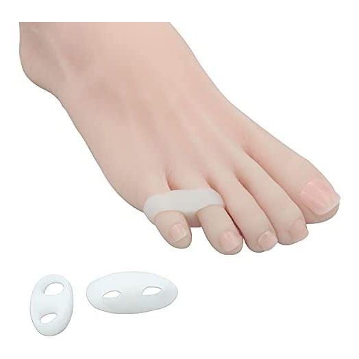 Zinyakon Two Hole Gel Small Toe Separator, 12 Pcs Little Toe Spacer for Overlapping Toe, Calluses, Blister, Relieve Foot Pain, Pinky Toe Corrector for Little Toe Bunion Pain