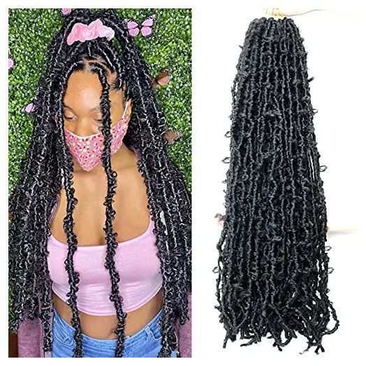 LMZIM 36 Inch Butterfly Crochet Hair 5 Packs Long Faux Locs Crochet Braids Hair for Black Women