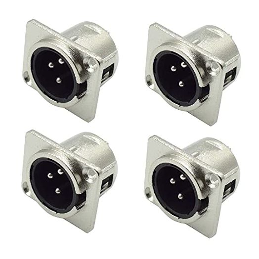 GDQLCNXB XLR Male Jack 3 Pin - Panel Mount Jacks D Series Size XLR-M Connector 4 Pack