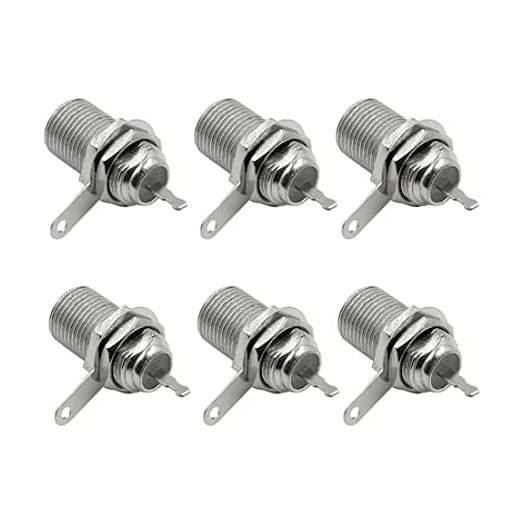 GDQLCNXB F Type Panel Mounted Socket Female Jack Solder Connector Adapter - (6 Pcs)