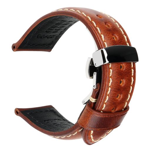 REZERO Watch Band, Vintage Oil Wax Leather Watch Straps 18mm 19mm 20mm 21mm 22mm 23mm 24mm 26mm Watch Belt for Men Women