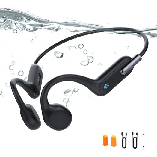 Bone Conduction Headphones, IPX8 Waterproof MP3 Swimming Headphones Underwater Music Player Built-in 32G Memory, Open-Ear Wireless Bluetooth 5.3 Earbuds for Running, Cycling, Swimming