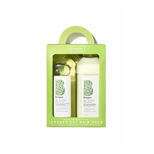 Briogeo Superfoods Apple, Matcha, Kale Replenishing Shampoo and Conditioner Duo - No Harsh Sulfates, Silicones or Parabens, 25 Ounces