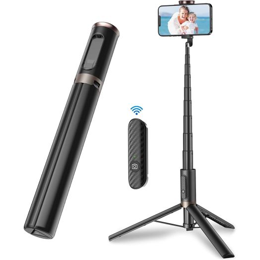 TONEOF 60" Cell Phone Selfie Stick Tripod,Smartphone Tripod Stand All-in-1 with Integrated Wireless Remote,Portable,Lightweight,Extendable Phone Tripod for 4''-7'' iPhone and Android(Black)