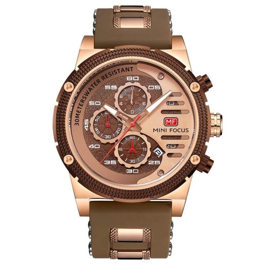 MF MINI FOCUS Men Watch, Chronograph Waterproof Sport Analog Quartz Watches Silicon Strap Fashion Wristwatch for Men