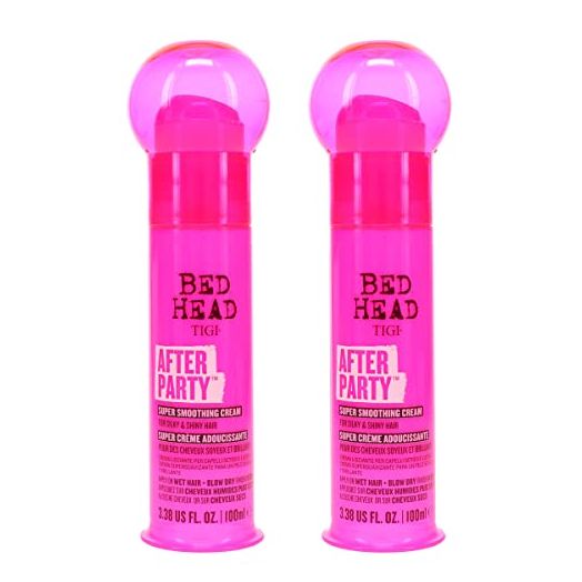 Bed Head After The Party Smoothing Cream - Sooths Flyaways, Static Build Up & Frizz, Humidity Protection, Lightweight Shine & Body, with Castor Seed Oil, Al Hair Types, 3.4 Ounce - 2 Pack