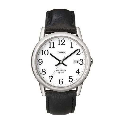 Timex Men's Easy Reader Watch, Black Leather Strap
