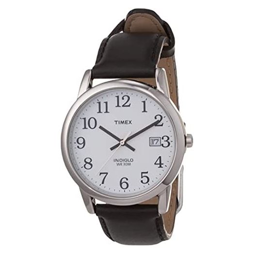 Timex Easy Reader 35 mm Men's Black Leather Strap Date Window Quartz Watch