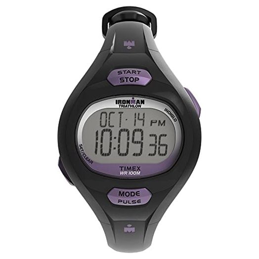 Timex Women's T5K187 Ironman Pulse Calculator Black/Purple Resin Strap Watch