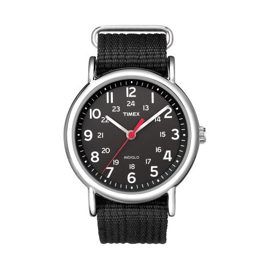 Timex Weekender Watch, Black Nylon Slip-Thru Strap