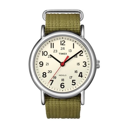 Timex Weekender Watch, Olive Nylon Slip-Thru Strap