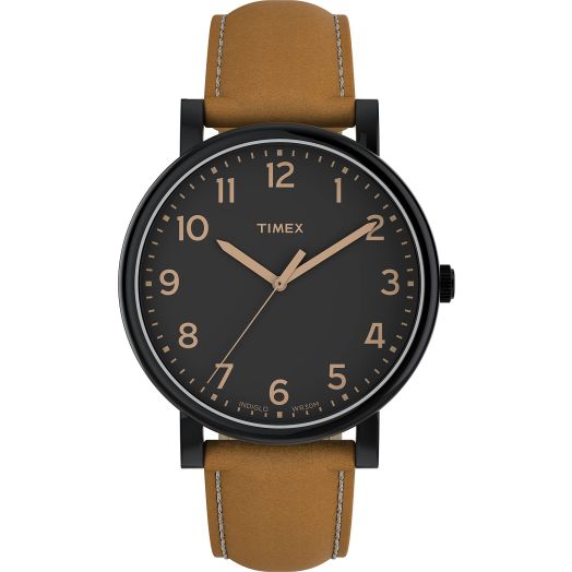 Timex Originals Men's Oversized 42 mm Tan Leather Strap Quartz Watch, Tan, Strap